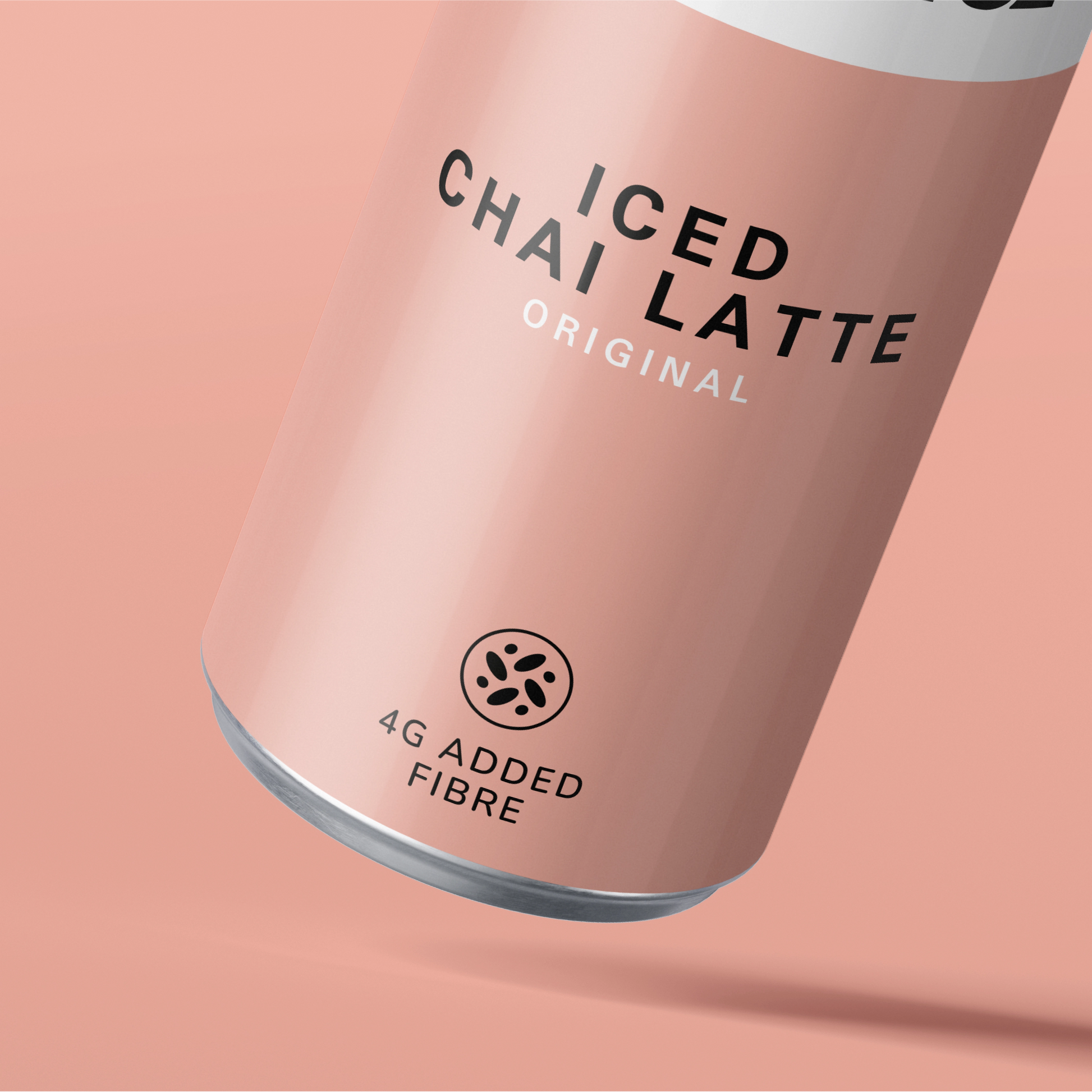 Tumbler with 'ICED CHAI LATTE ORIGINAL' text on a pink background